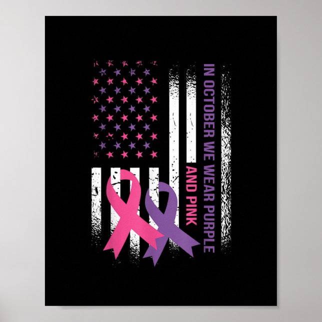 Affiche American Flag Cancer du sein et violence domestiqu (Devant)