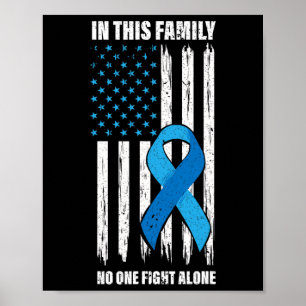 Affiche American Flag Diabetes Support Type 1 Blue Ribbon