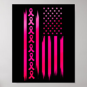 Affiche American Flag Fighting Breast Cancer