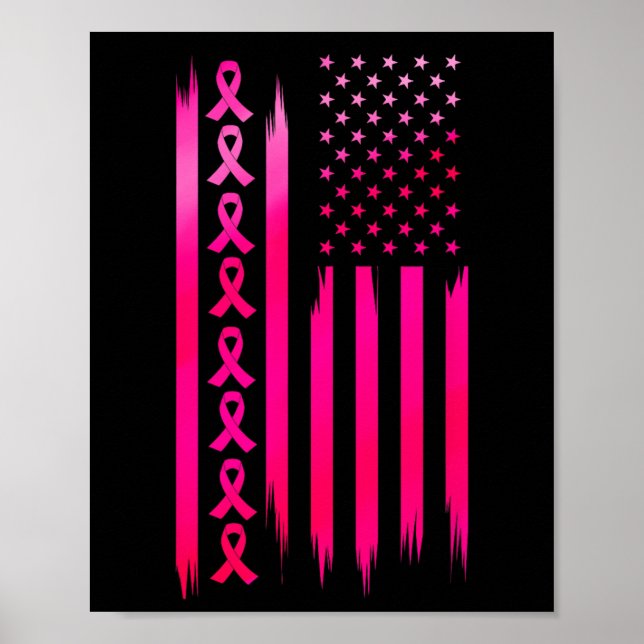 Affiche American Flag Fighting Breast Cancer (Devant)