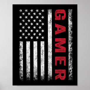 Affiche American Flag Funny Gamer Jeux Vidéos Cadeaux Garç
