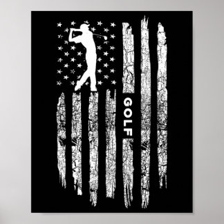 Affiche American Flag Golf Clothing - Golfer Vintage Golf 