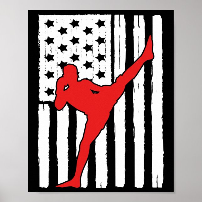 Affiche American Flag Muay Thai Theme Graphic Design Kickb (Devant)