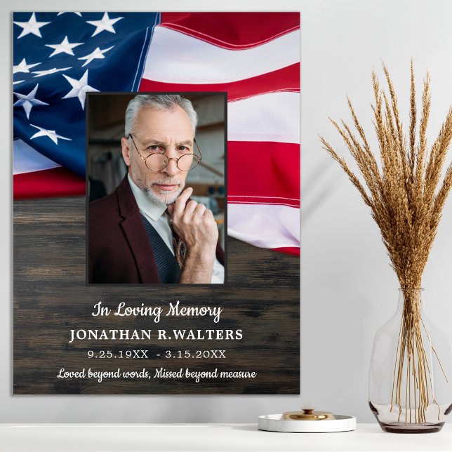Affiche American Flag Patriotic Memorial Photo Funeral Po (Créateur téléchargé)