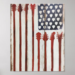 Affiche American Flag patriotique guitare thème musical