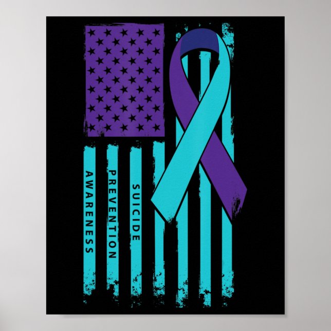 Affiche American Flag Ribbon Sensibilisation au suicide gu (Devant)