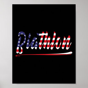 Affiche American Flag Snow Ski Biathlon Fan Graphic Art Us