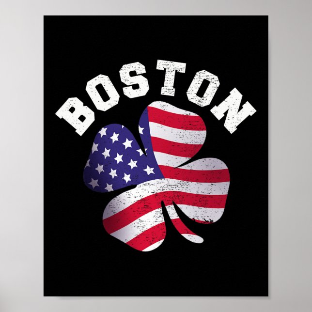 Affiche American Flag St. Patricks Day Clic Boston Nom St. (Devant)