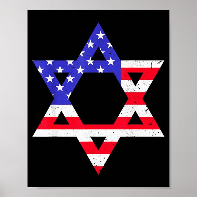 Affiche American Flag Star Of David Jewish Hanukkah T Shir (Devant)