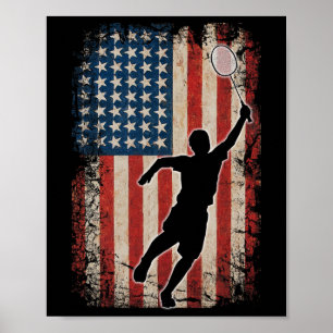 Affiche American Flag Volant de badminton Art Sports