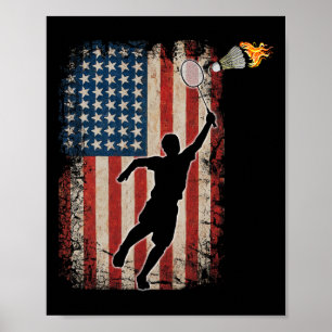 Affiche American Flag Volant de badminton Art Sports 1