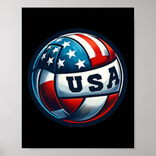 Affiche American Flag Volleyball Basketball Patriotique Us