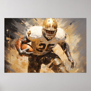 Affiche American Football Action Sport Peinture Abstraite