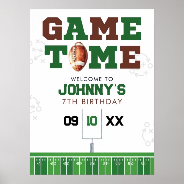 Affiche American Football Birthday Welcome Sign (Devant)