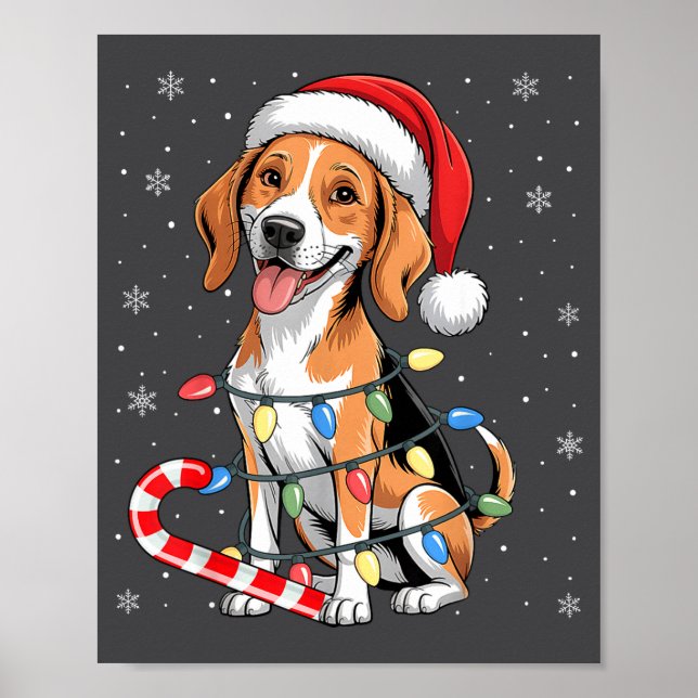Affiche American Foxhound Dog Ugly Christmas Candy Cane Tr (Devant)