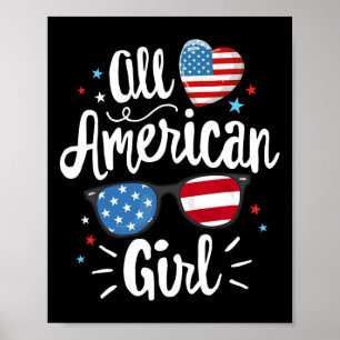 Affiche American Girl Women Drapeau Américain 4 Juillet Pa