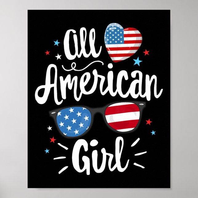 Affiche American Girl Women Drapeau Américain 4 Juillet Pa (Devant)
