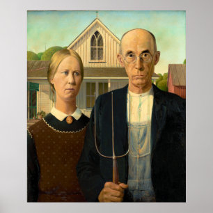 Affiche American Gothic by Grant Wood (1930)