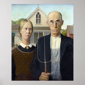 Affiche American Gothic - Grant Wood Canvas Imprimer
