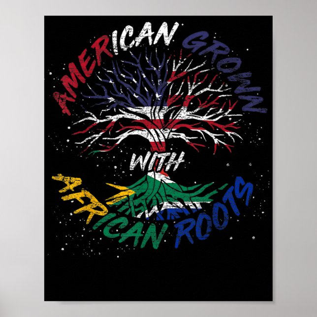 Affiche American Grown African Roots Usa Drapeau Noir Hist (Devant)