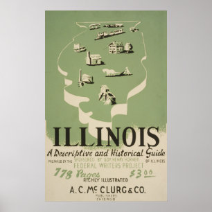 Affiche American Guide Series Volume On Illinois.