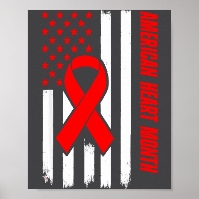 Affiche American Heart Disease Awareness Month Ribbon Red  (Devant)