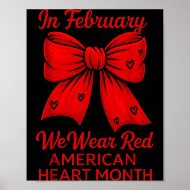 Affiche American Heart Disease Awareness Month Ribbon Red  (Devant)