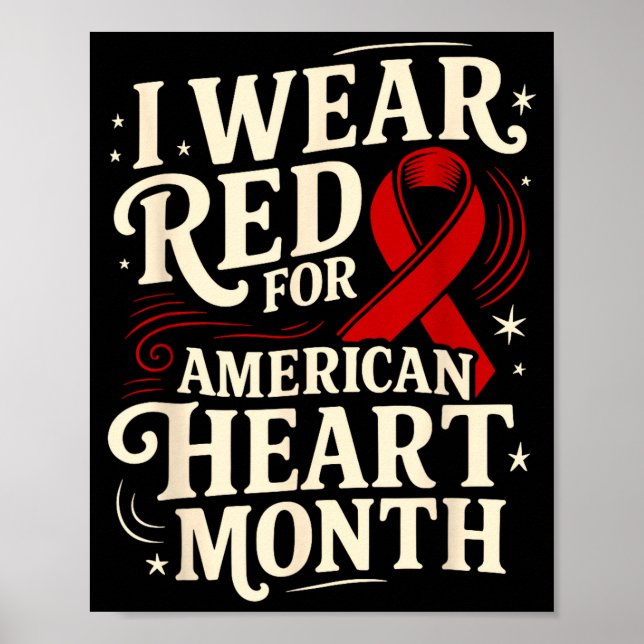 Affiche American Heart Disease Awareness Month Ribbon Red  (Devant)