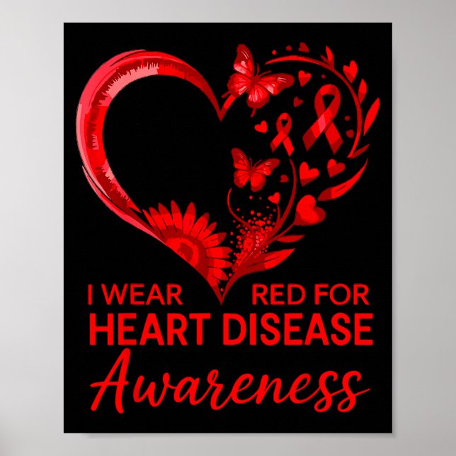 Affiche American Heart Disease Awareness Month Ribbon Red  (Devant)