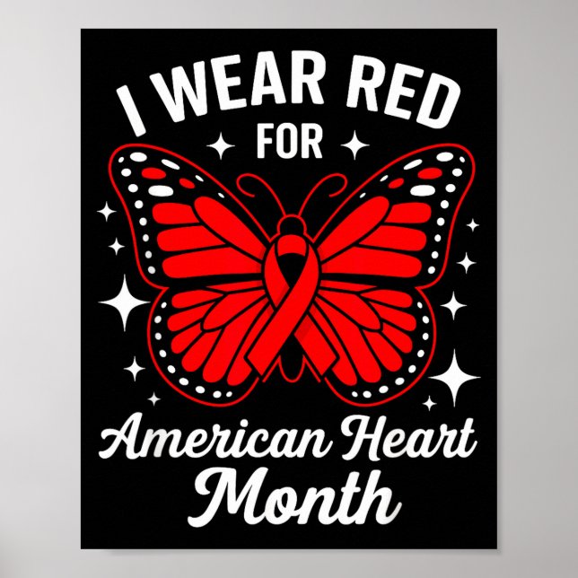 Affiche American Heart Disease Awareness Month Ribbon Red  (Devant)