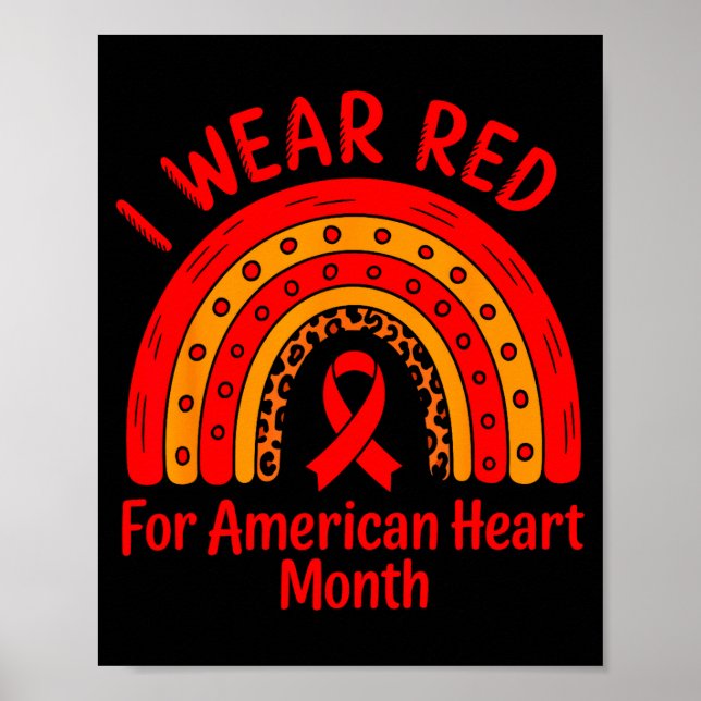 Affiche American Heart Disease Awareness Month Ribbon Red  (Devant)