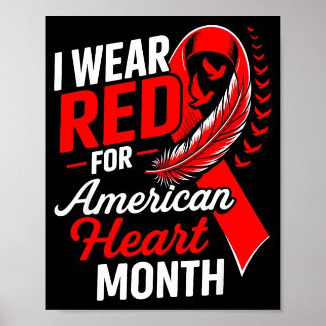 Affiche American Heart Disease Awareness Month Ribbon Red  (Devant)