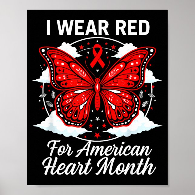 Affiche American Heart Disease Awareness Month Ribbon Red  (Devant)
