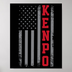 Affiche American Kenpo Karate Design Usa drapeau Martial A