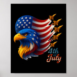 Affiche American Patriotic Fighter Jets Usa Drapeau Eagle