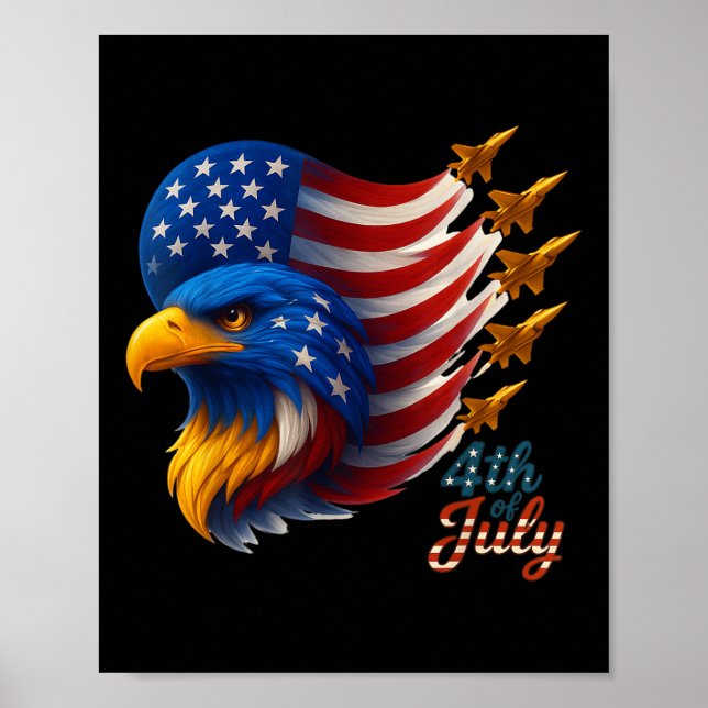 Affiche American Patriotic Fighter Jets Usa Drapeau Eagle  (Devant)
