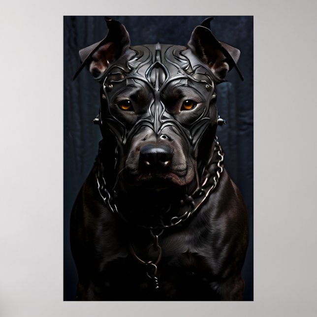 Affiche American Pitbull Terrier Black Metal Art (Devant)