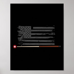 Affiche American Pool Player Us Drapeau Billiards Bâton de