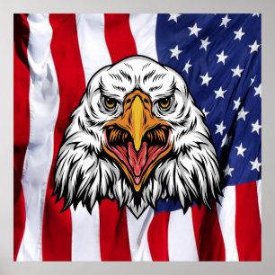 Affiche "American Pride : Aigle majestueux avec patriotiqu