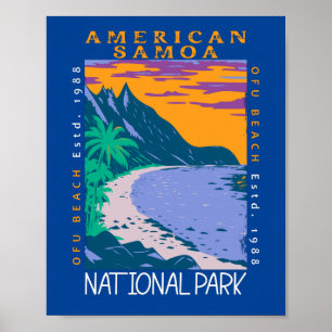 Affiche American Samoa National Park Plage Ofu en détresse
