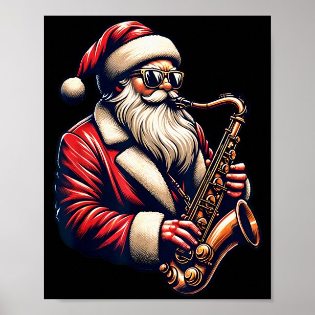 Affiche American Santa Playing Saxophone Xmas Jazz Christm (Devant)