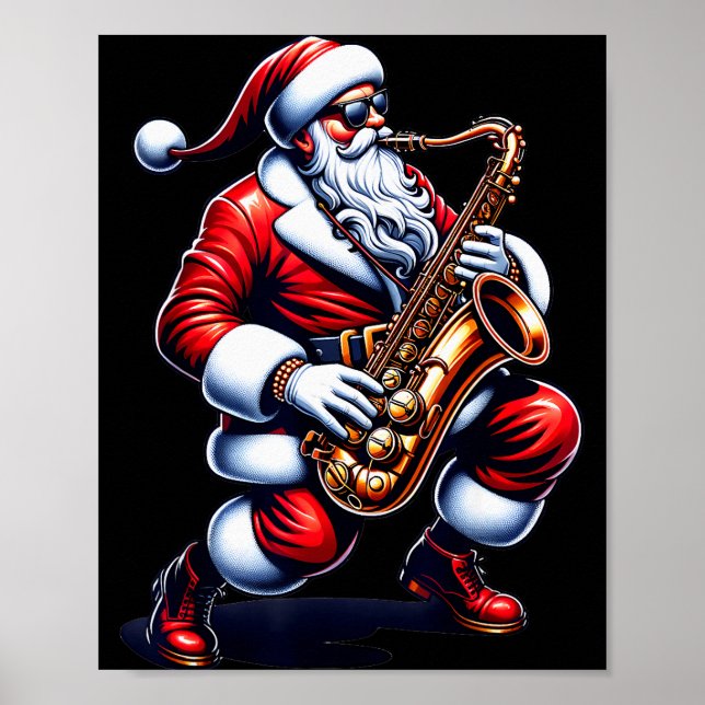 Affiche American Santa Playing Saxophone Xmas Jazz Christm (Devant)