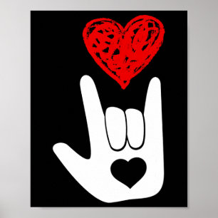 Affiche American Sign Language Love Hand Sign Asl Squad