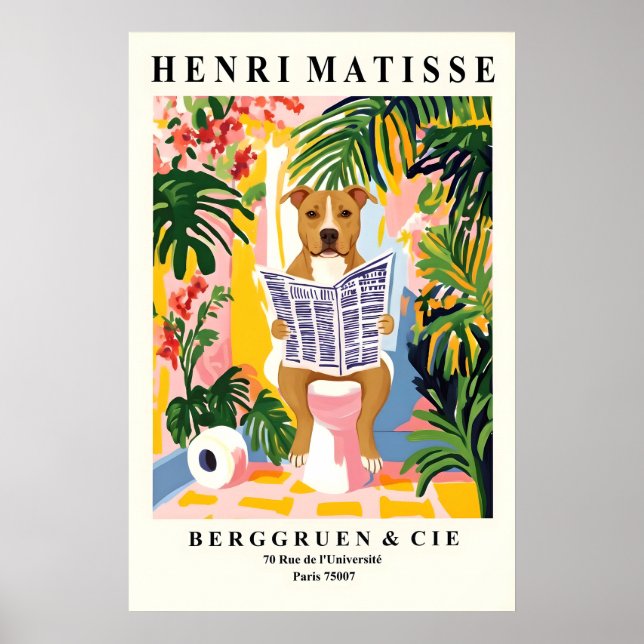 Affiche American Staffordshire Terrier Bathroom Print Funn (Devant)