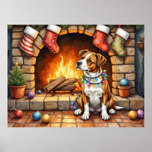 Affiche American Staffordshire Terrier Christmas Lights (Devant)