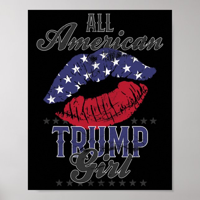 Affiche American Trump Girl Usa Flag Lips Gop Vote 2024 (Devant)