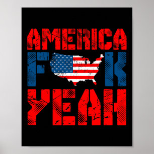 Affiche American Usa Drapeau Amérique Ouais Drôle 4 juille
