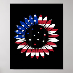 Affiche American Usa Flag Flower Memorial Day Vétérinaire 