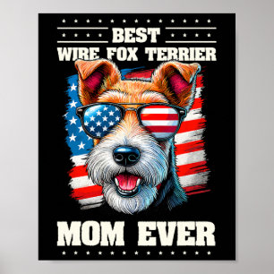 Affiche American Usa Flag Wire Fox Terrier 4 juillet Pat