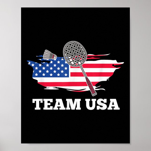 Affiche American Usa Team Shuttle Racket Badminton Player  (Devant)